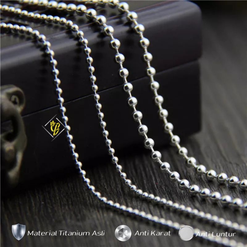 Kalung Pria Titanium Anti Karat Wanita Silver Perak Emas Putih Cowok Cowo Cewek Choker Asli Keren