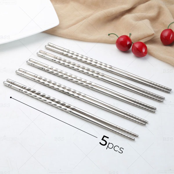 5 pasang sumpit stainless steel choppsticks