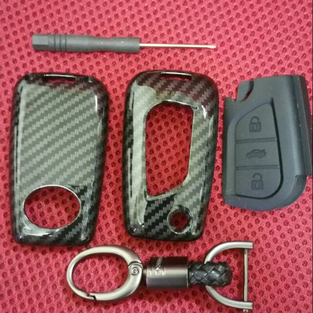 Casing kasing remote kunci MOBIL TOYOTA all new Innova INOVA reborn 2016 sd 2021 carbon + gantungan