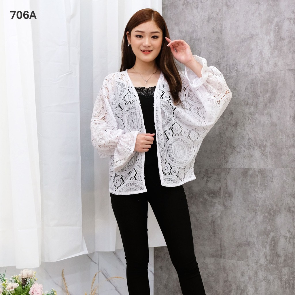 𝑱𝒂𝒌𝒂𝒓𝒕𝒂𝑭𝒂𝒔𝒉𝒊𝒐𝒏 cardigan outer brukat import lace bahan adem kardigan panjang outer bohemian batwing