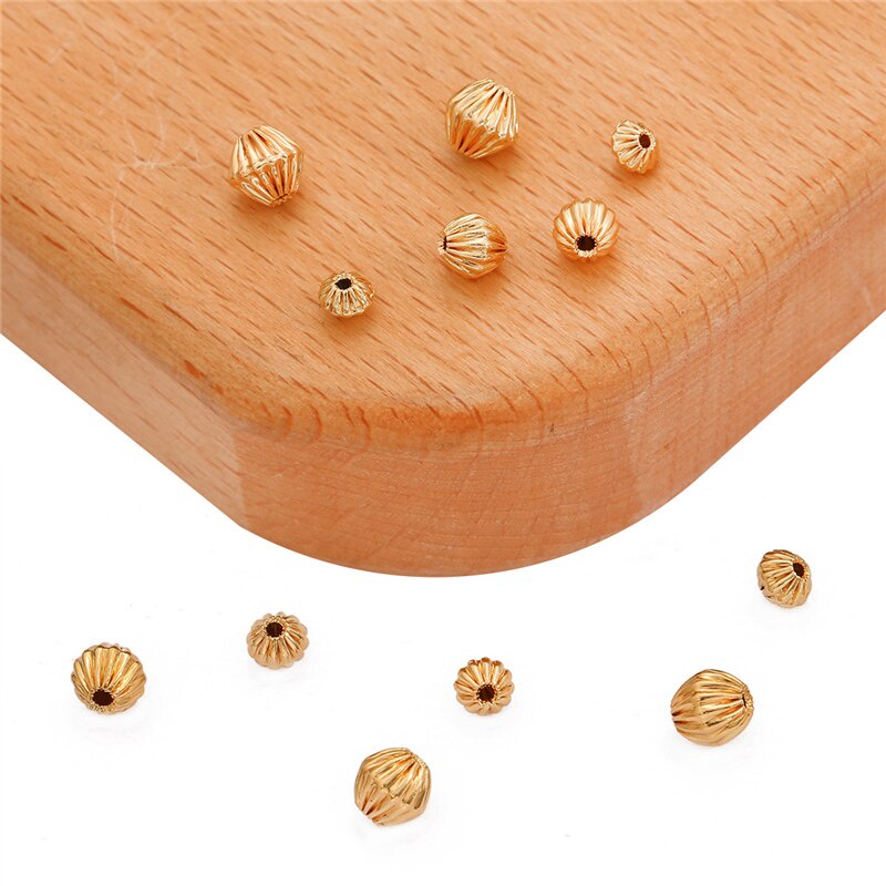 18K Gold Plated 10Pcs 4 5 6mm Copper Diamond Shape Spacer Beads for DIY Necklace Bracelet Earring Jewelry Findings Making