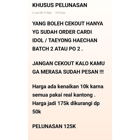 PELUNASAN PO 2 Cardigan NCT DREAM & TAEYONG (baca deskripsi)