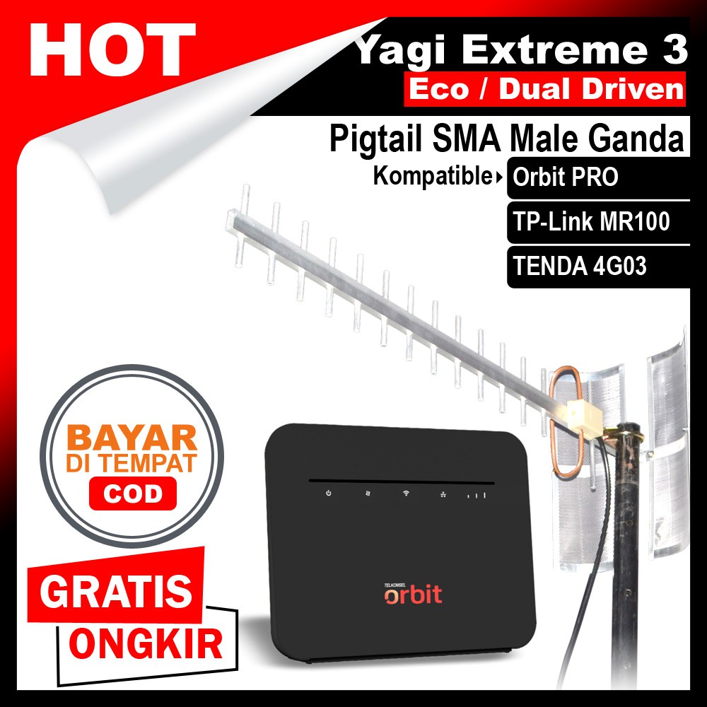 Antena Orbit Pro Yagi Extreme 3 Penguat Sinyal Tenda 4G03 TPLink MR100 MR6400