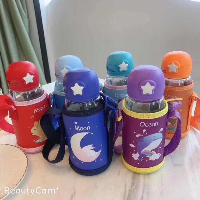 H836 - Botol Minum Anak - Imut Cute Kekinian - Tali Dan Pouch