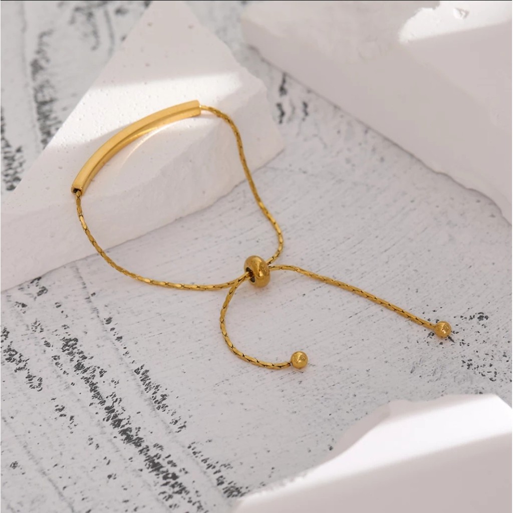 Gelang Rantai Serut Geometris LOVER DREAM Warna Gold