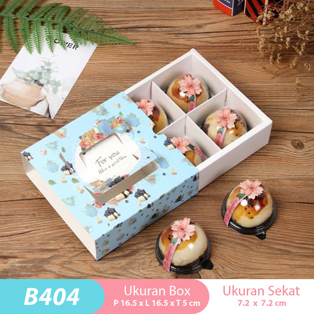 

Box Kue Sekat 4 B404/ Packaging Kotak Kue Mooncake/ Cookies/ Nastar (5pcs)