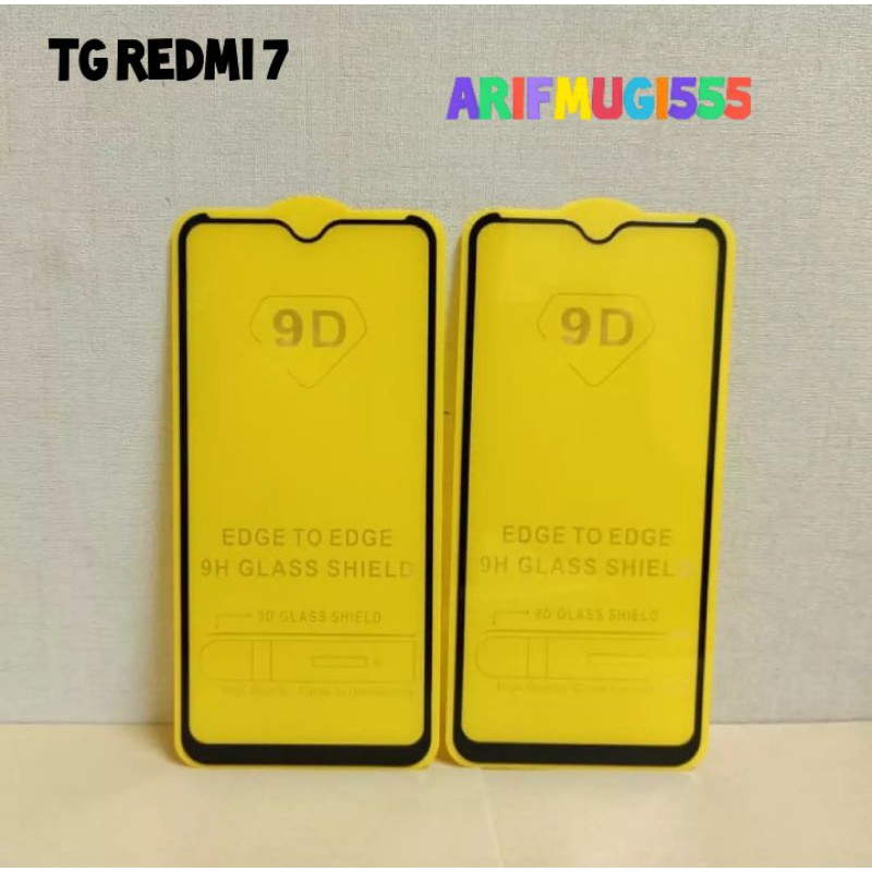 Tempered Glas Anti gores Kaca Full XiaoMi Redmi 7 screen guard list hitam