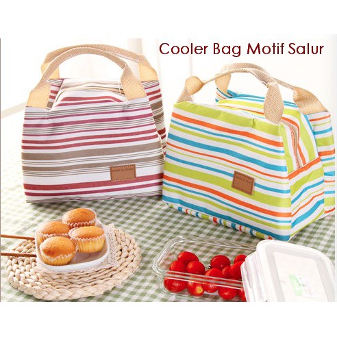 Cooler Bag Lunch Bag / Tas BekalSekolah Motif Salur