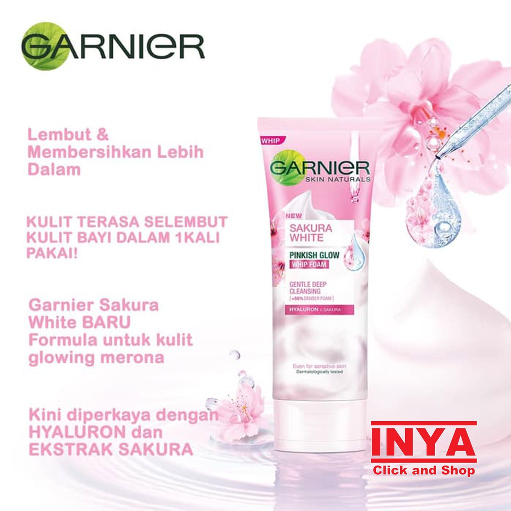 GARNIER SAKURA WHITE PINKISH GLOW WHIP FOAM 100ml - Sabun Muka