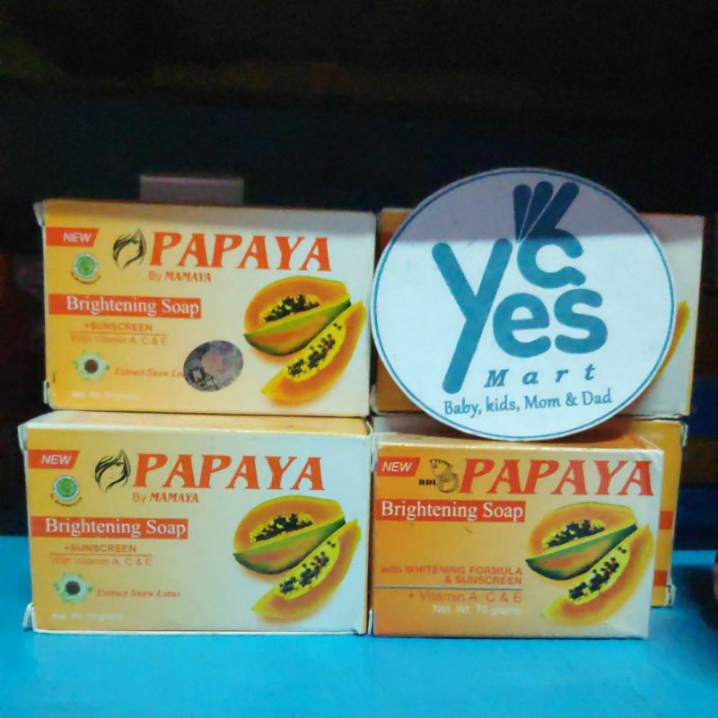 Sabun Wajah muka pepaya papaya batang 135g 128g 70g 60g Brightening Whitening Soap sunscreen Mamaya BDL RDL