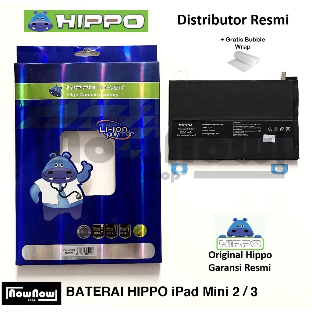 Baterai Hippo iP Mini 2 3 2 / 3 8500 mAh Double Power Original Batre Batrai Battery HP Garansi Resmi Hippo