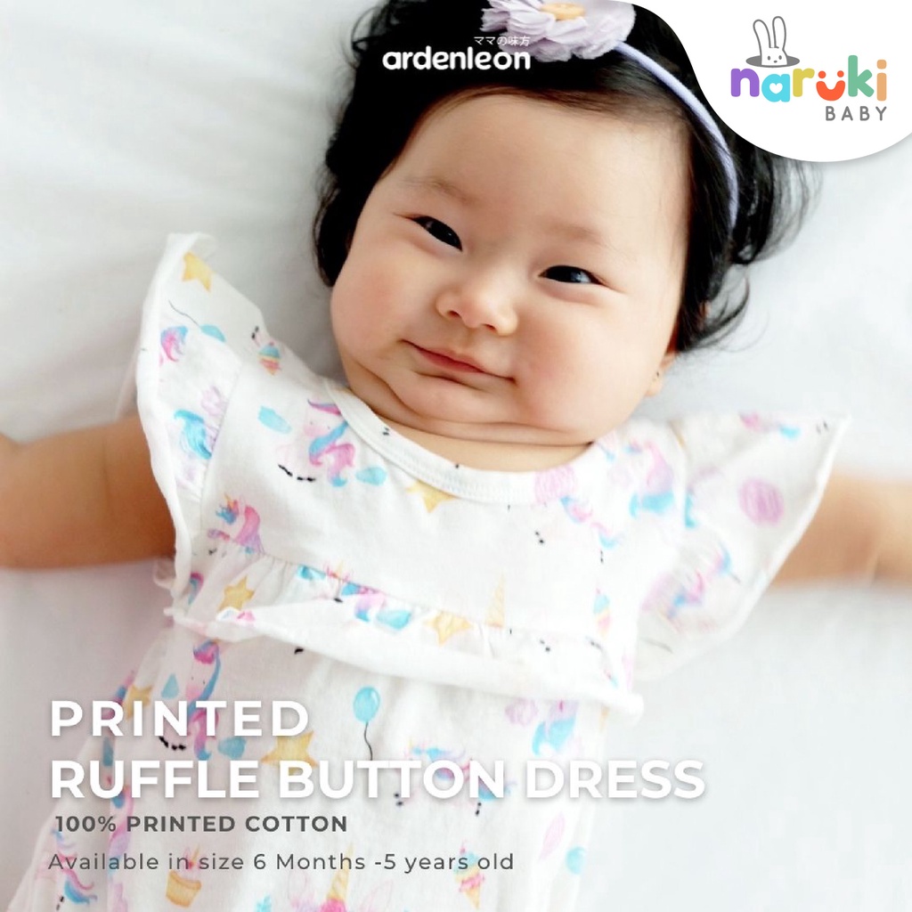 Ardenleon Ruffle Button Dress Printed Arden Leon Gaun Anak Perempuan