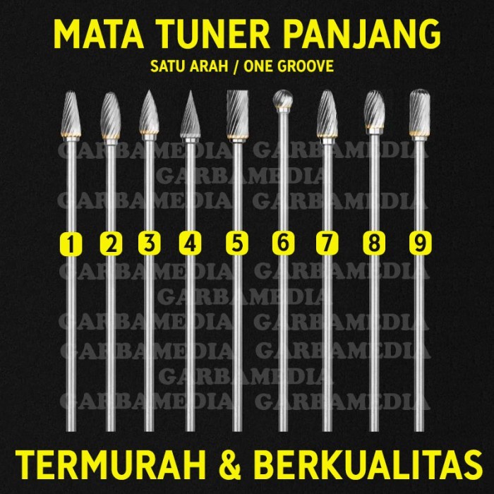 Mata Tuner Panjang Searah / Mata Porting 2 Tak / Long Tunner One Grov - 1 Searah