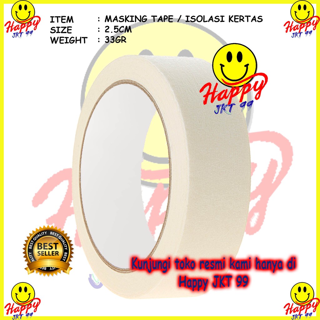 [ HAPPY JKT 99 ] LAKBAN ISOLASI KERTAS STAR MASKING TAPE 24MM X 10Y 1INCI