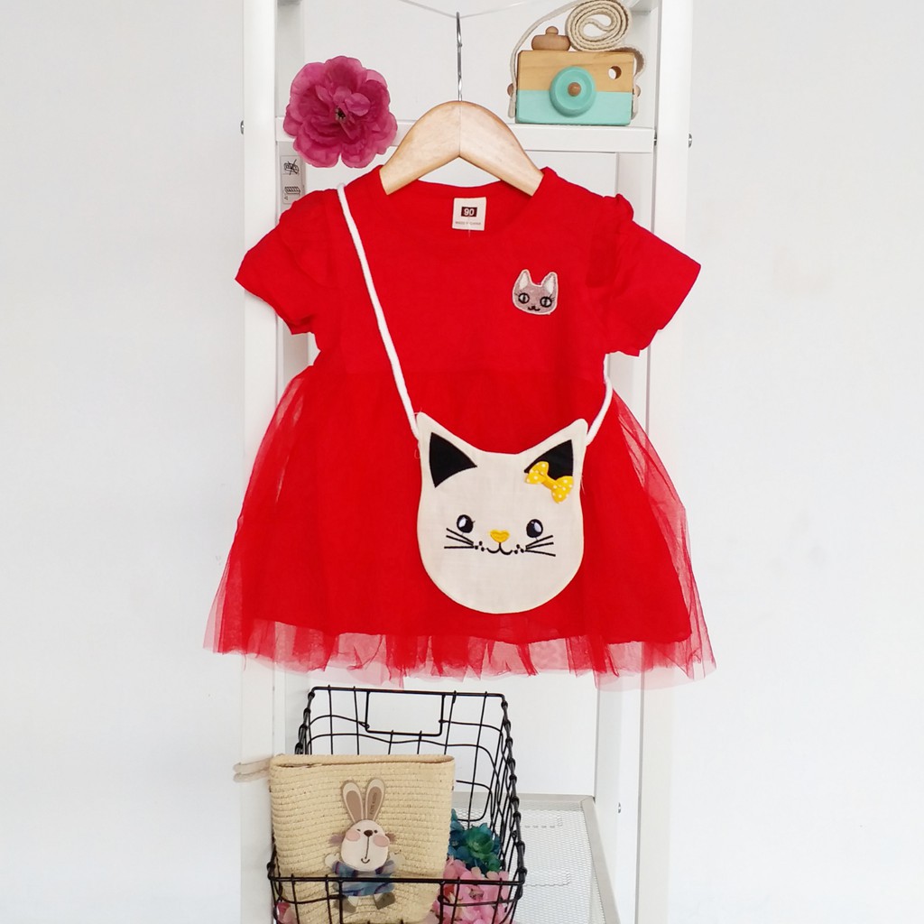 LittleAaron DRESS TWIN CATTY BAG 264 EBV Baju Dress Anak Perempuan Import 6 bulan - 3 tahun