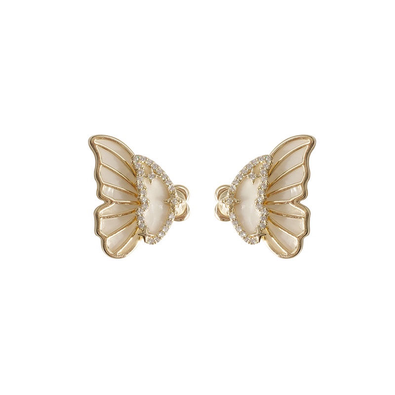 Anting-anting Sayap Kupu-Kupu Berlian Berkilau Aksesoris Telinga Wanita Korea vintage