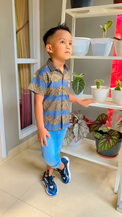Kiddy And Kiddo & Kiddyandkiddo Darius Blue Grey Batik Shirt