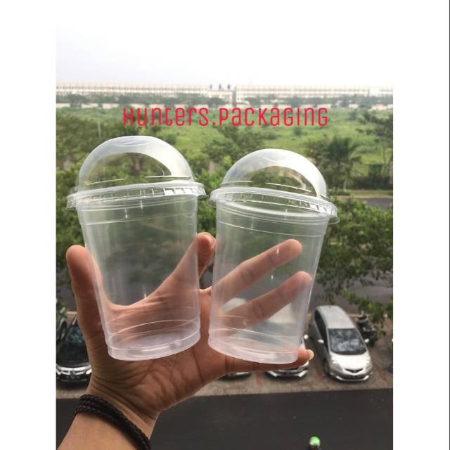 Cup gelas Polycup 14oz Dome - Cup gelas plastik polycup 14oz tutup dome MINIMAL ORDER KELIPATAN 100