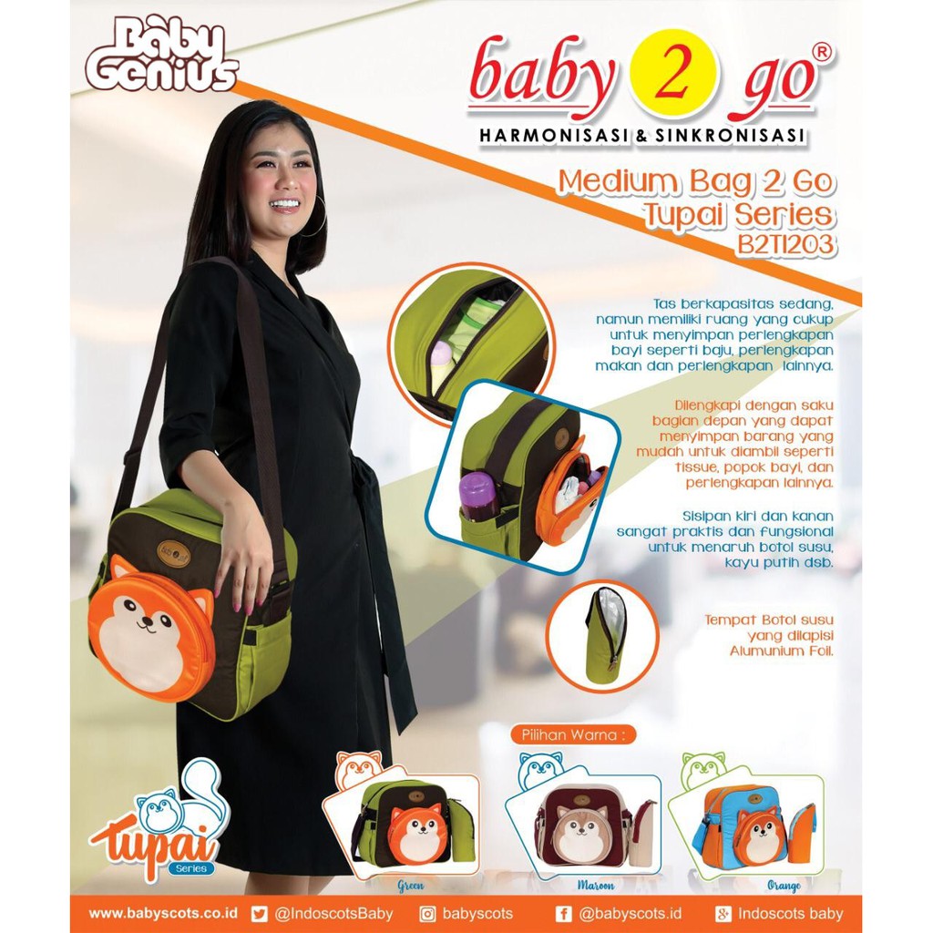 tas anak dan ibu tas medium baby 2 go medium bag 2 go tupai series