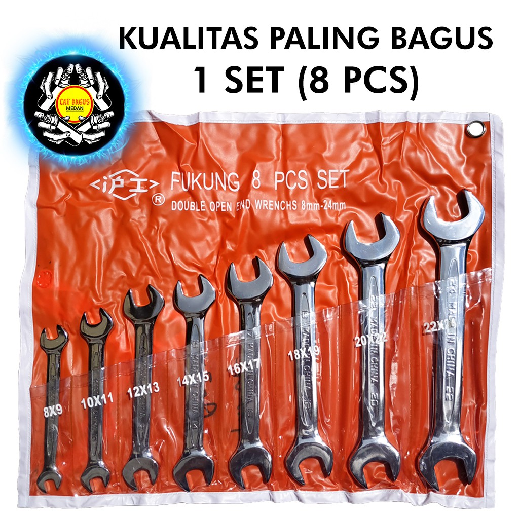 Kunci Pas 1 Set 8 Pcs Ukuran Lengkap Merk Fukung Kunci Ring Pas Baut 8 9 10 11 12 13 14 15 16 17 19