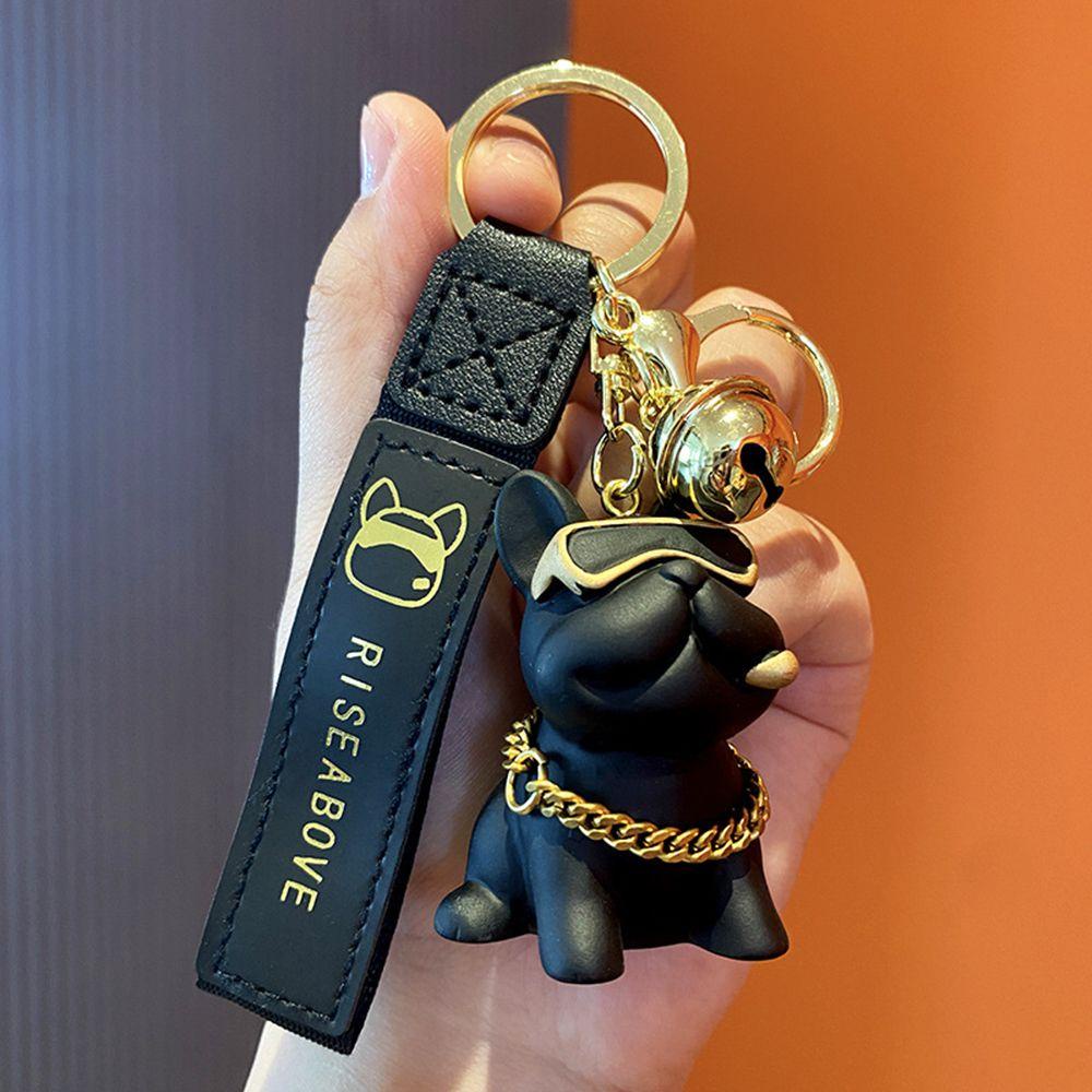 Lanfy Buldog Anjing Gantungan Kunci Keren Indah Hip Hop Lonceng Hadiah Ornamen Perempuan Pria Kunci Gesper Key Lanyard