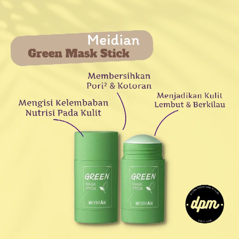 Meidian Green Mask Stick Original Oil Control 40gr Green Tea Mask Stick Clean Solid Mask Membersihkan Pori-Pori Mengangkat Sel Kulit Mati Menutrisi Kulit