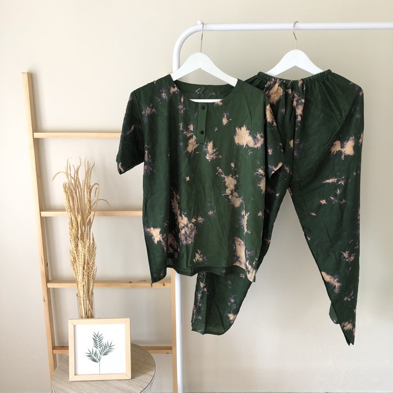 Set Tie Dye Piyama Panjang Lengan Pendek Warna Shopee Set Tie Dye Piyama Panjang Lengan Pendek Warna Shopee