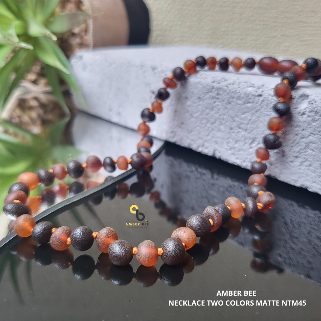 Kalung Amber Baltic Balita &amp; Anak Tumbuh Gigi Premium Matte Cognac Cherry NMCC45