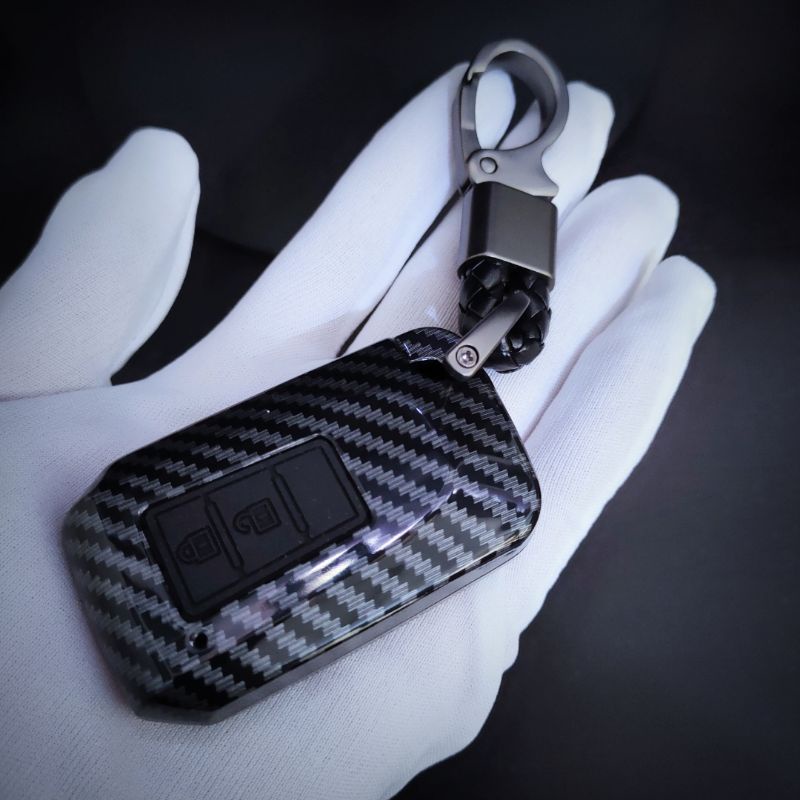 gantungan kunci sarung cover case casing remote keyless mobil toyota yaris vios model carbon