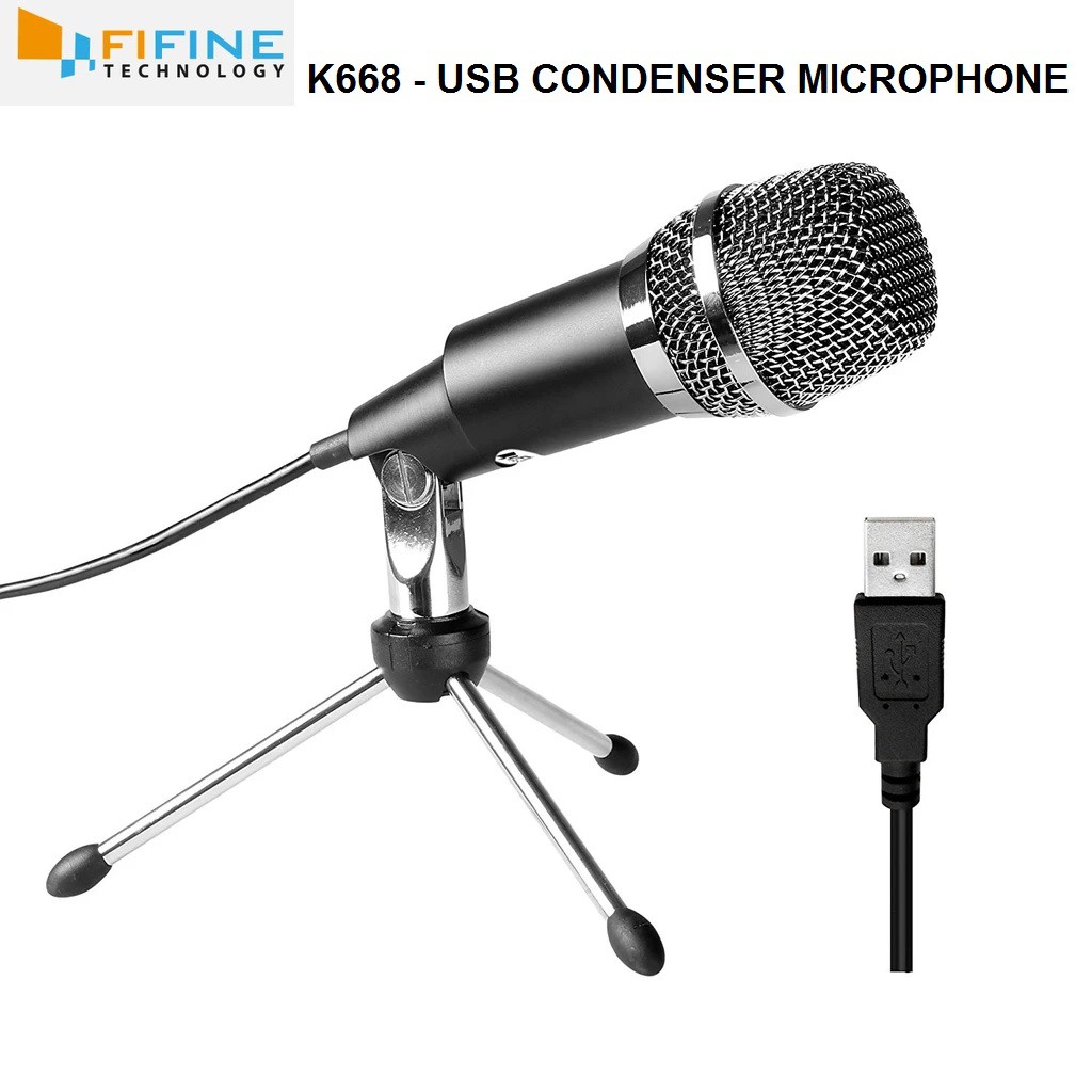 FIFINE K668 Professional USB Condenser Microphone with Mini Tripod