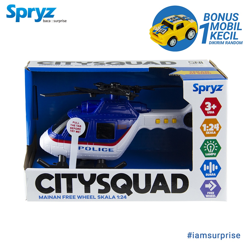 Spryz Citysquad BARU 1:24 Mobil Ambulan-Pemadam-Polisi-SWAT-Bis Sekolah-Bis Kota-Helikopter