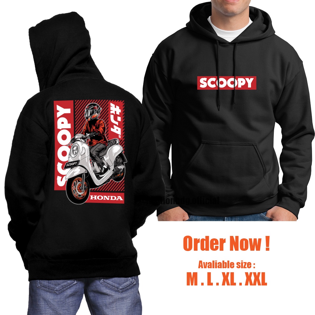 JAKET SCOOPY DISTRO KEREN / SWEATER HOODIE HONDA SCOOPY / SWEATER SCOOPY BAHAN TEBAL JUMBO M L XL XXL