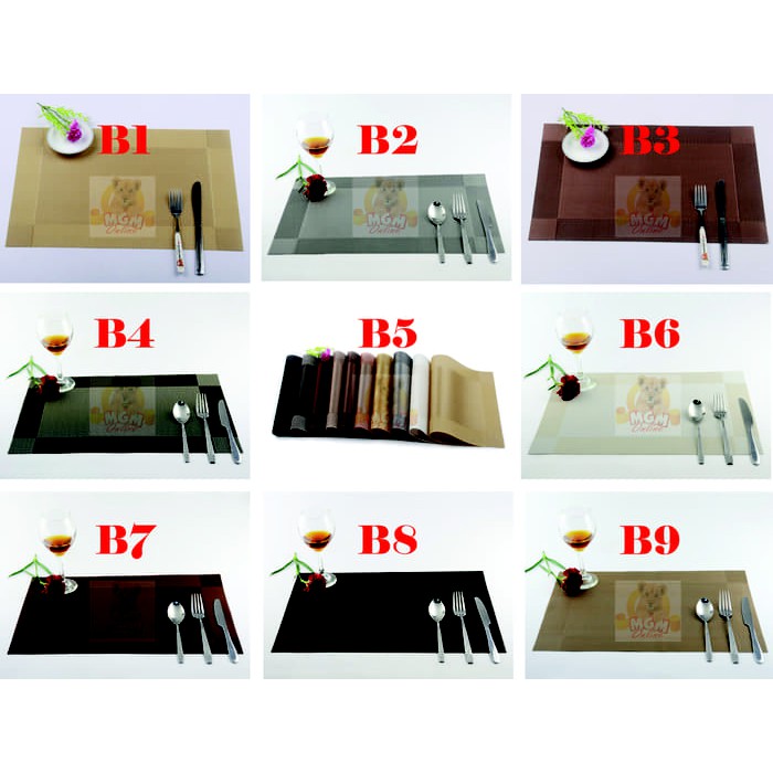 Alas piring / Alas makan / Table Mat PVC Anti Slip Modern isi 4pc