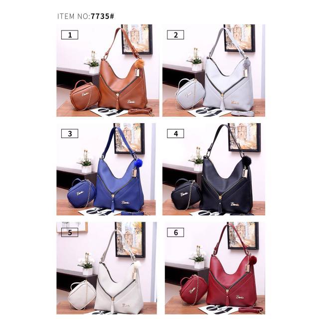 Tas Batam Import Bonia Zipper Hobo 7735