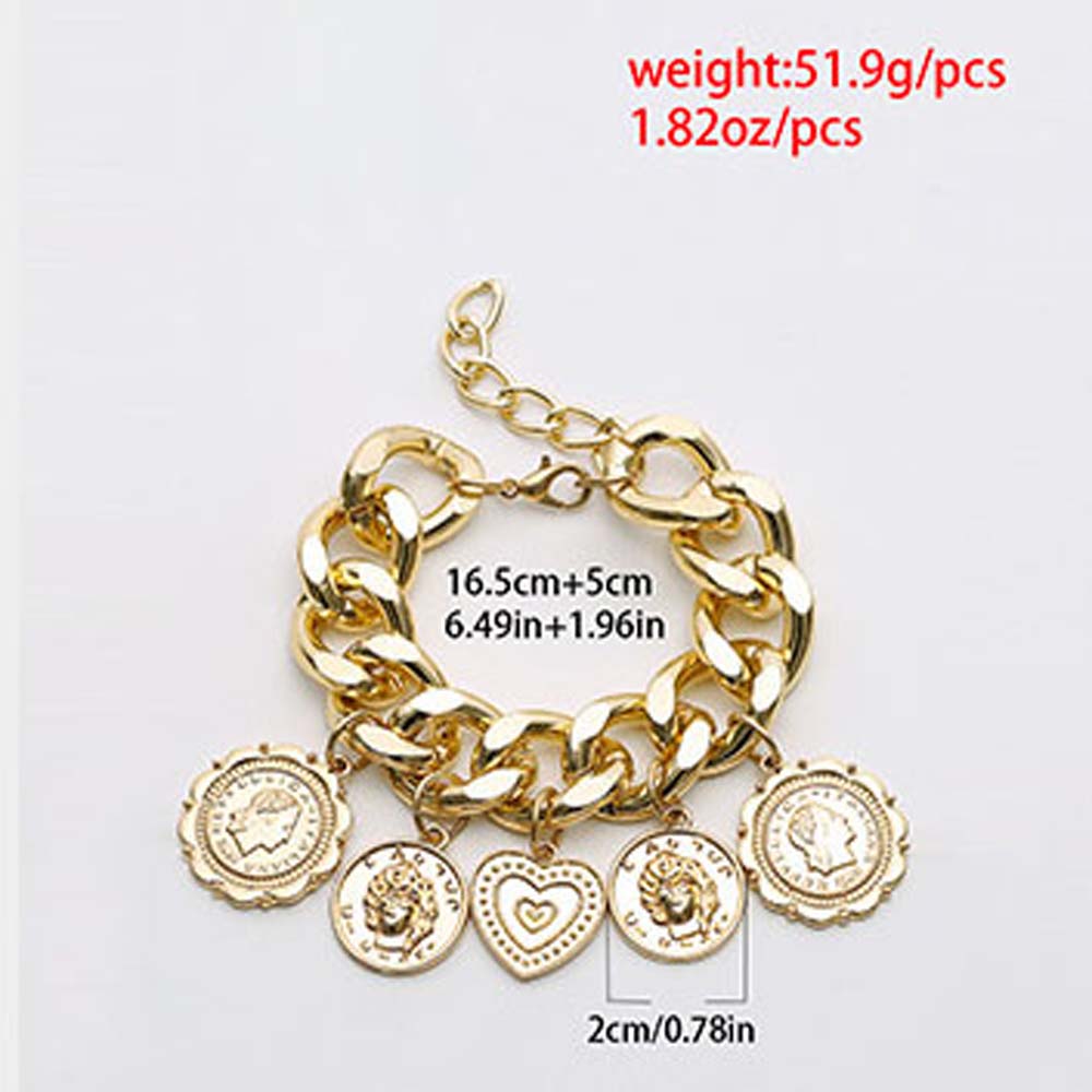 Mxbeauty Gelang Rantai Tebal Liontin Koin Geometris Warna-Warni Gaya Punk Untuk Aksesoris Perhiasan