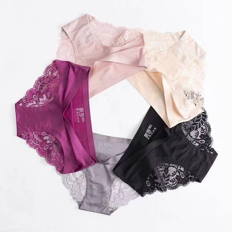 VS - Celana Dalam Renda Brief Seamless Ice Silk Lace Underwear Sexy Panties Wanita Murah C65