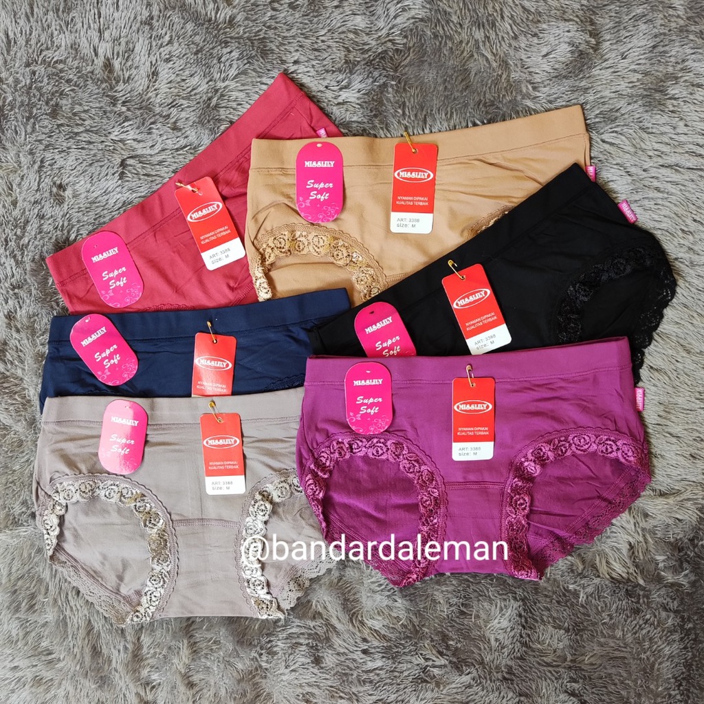 COD CD Wanita Misslily 3388 / Celana Dalam Wanita Misslily 3388 Renda Original Premium Quality Size 