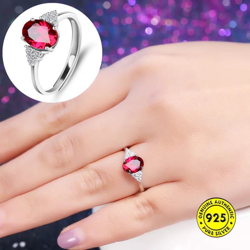 S925 Silver Colored Gems Ring Inlaid Sapphire Emerald Opening Adjustable Female