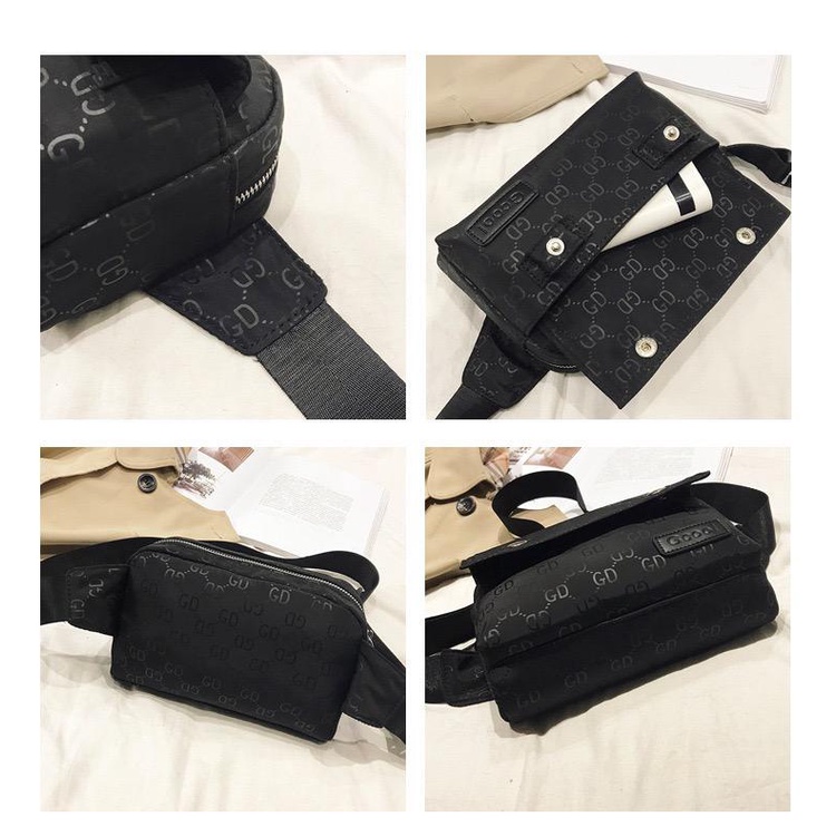 BJ15888 - BLACK/GRAY - TAS SLEMPANG PINGGANG WAISTBAG SLINGBAG TAS WANITA FASHION IMPORT MODIS ELEGAN TERMURAH TERLARIS TERBARU BAGSTORE JAKARTA TAS BATAM LT1876 ELJ5888 CR7536