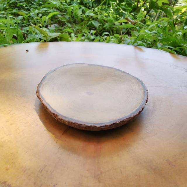 wooden plate piring kayu kecil tempat saus sambal snack makanan buah