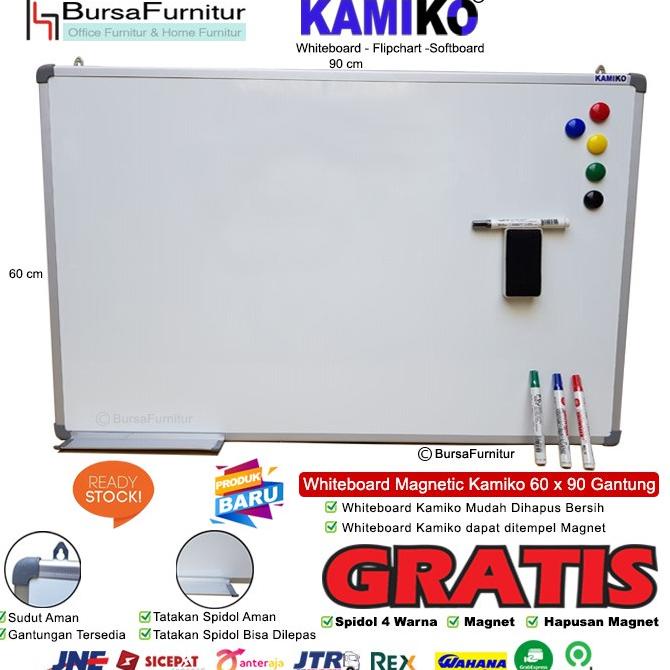

Whiteboard Kamiko 60 x 90 Spidol H,B,HJ, M, Hapus magnet, Magnet