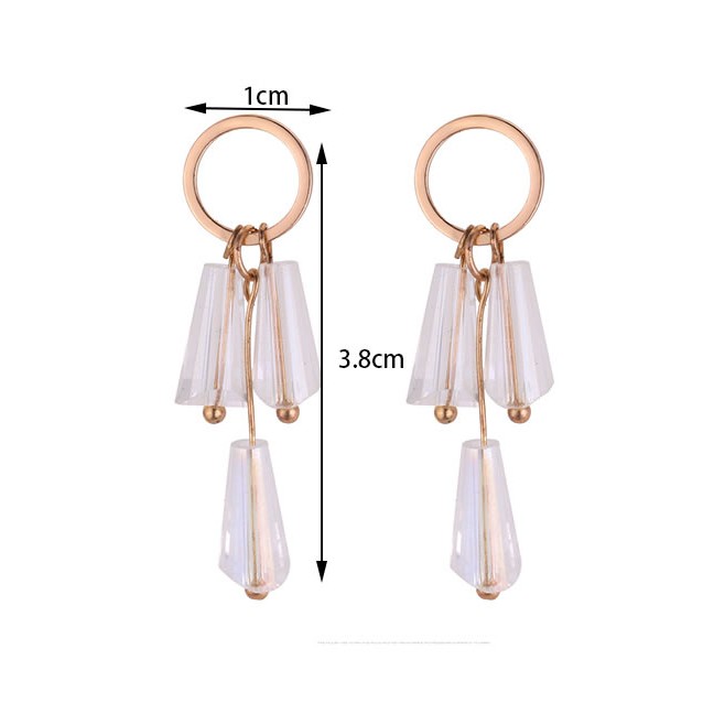 LRC Anting Tusuk Elegant Water Drop Shape Decorated Pure Color Y5977