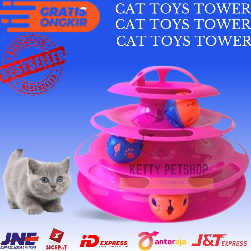 CAT TOY TOWER / Mainan Kucing 3 tingkat TOWER / TOWER BALL TRACK TINGKAT