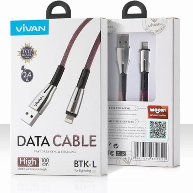 KABEL DATA VIVAN BTK-L IPHONE IOS USB 2.4A KABEL CHARGER KABEL CASAN FOR IPHONE VIVAN ORIGINAL