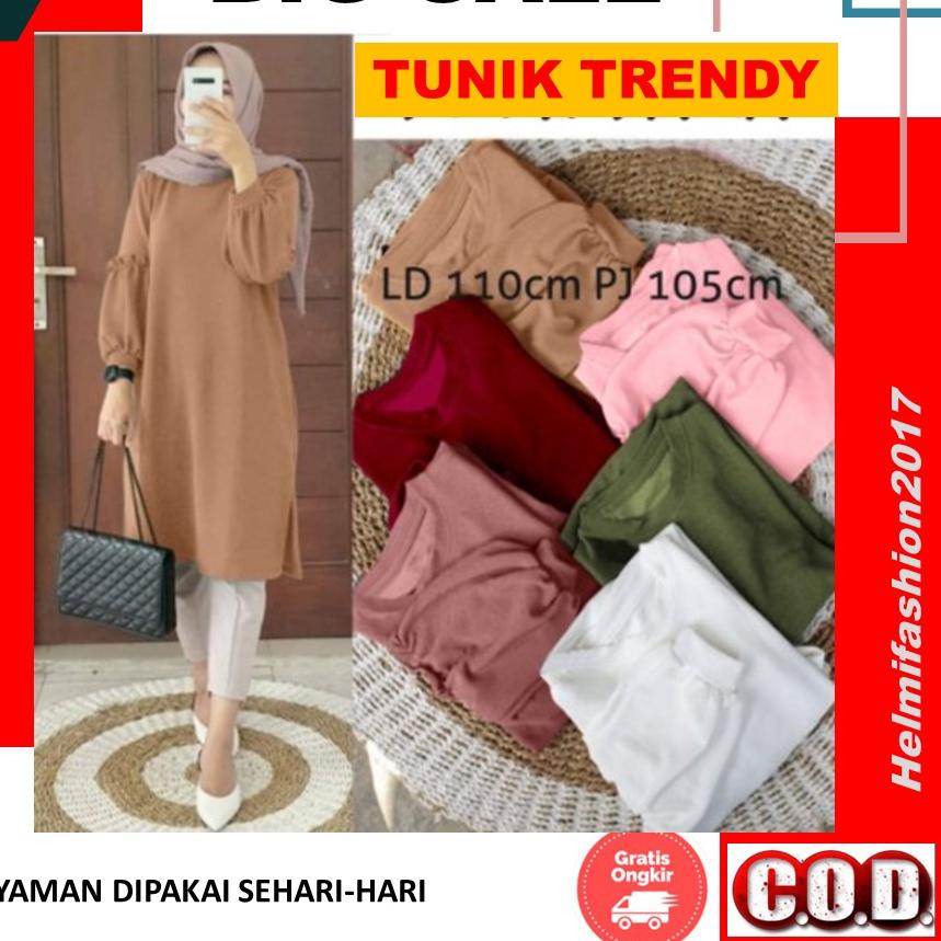 Hot Sale Tunik wanita 2021 kekinian bahan Kaos Lengan Panjang Import Jumbo tunic Cewek Dewasa Muslim