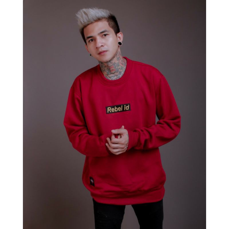 Sweater Crewneck Pria Wanita Bordir Rebel ID