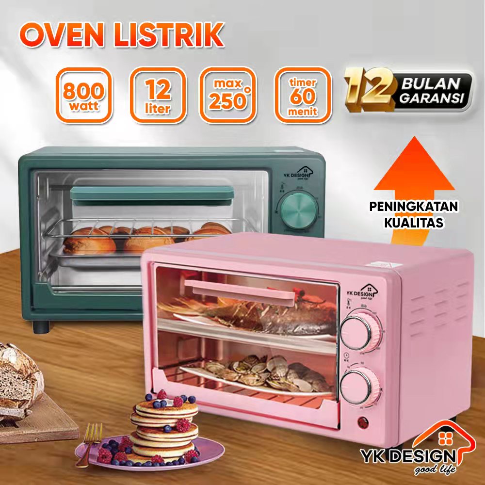 YK DESIGN YK-812B Oven Pemanggang listrik Penghangat Makanan kapasitas 12 Liter