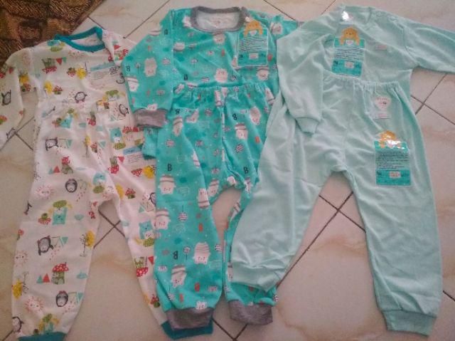 Setelan PANJANG WARNA Piyama Baju Bayi Libby SML kecil 