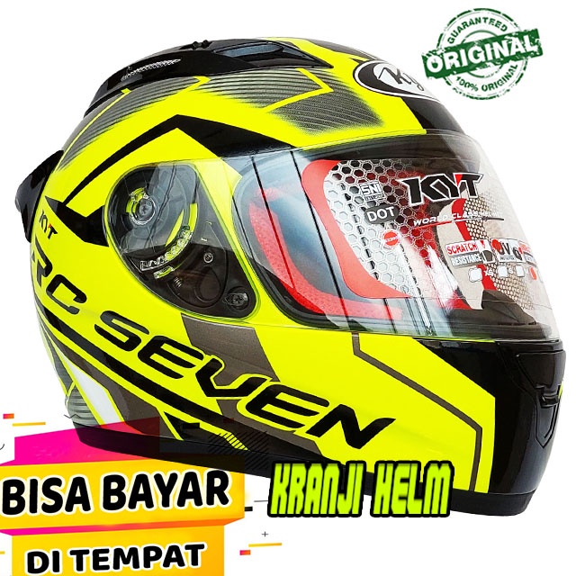 Helm / Helm fullface / Helm kyt rc7 #18 yellow fluo black terlaris