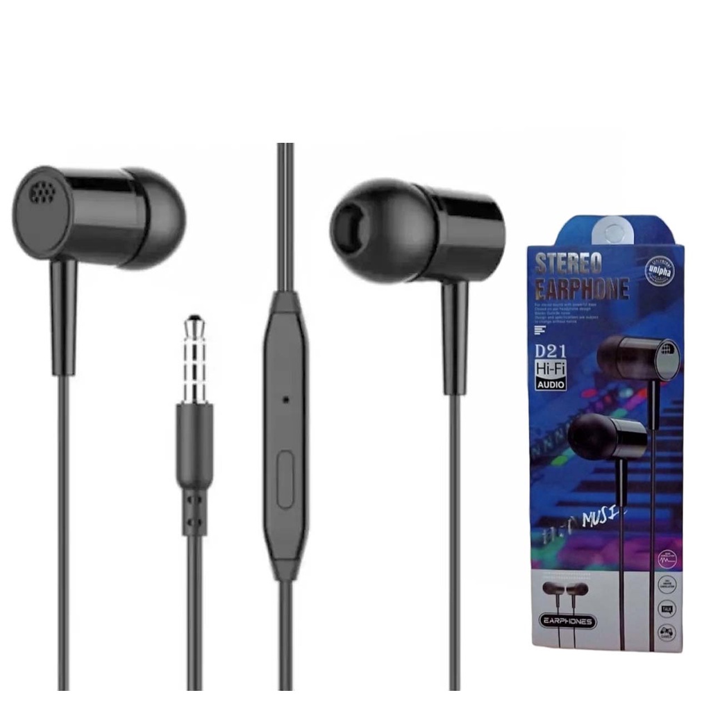 Headset Handsfree D21 Stereo Earphone Extra Bass